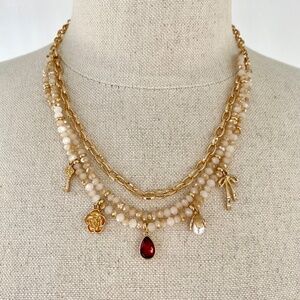 Francesca’s Gold Ellen Layered Charm Necklace NWT